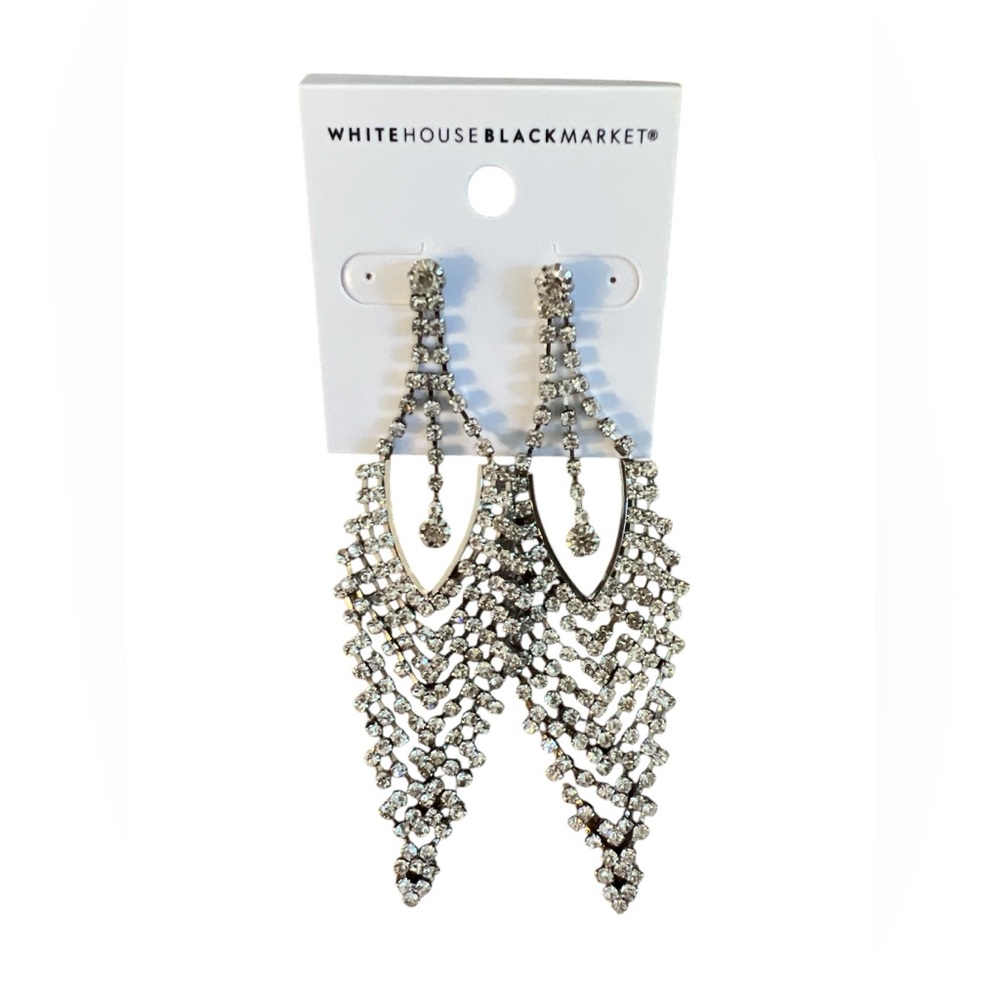 White House Black Market Silver Tone Chandelier Earrings